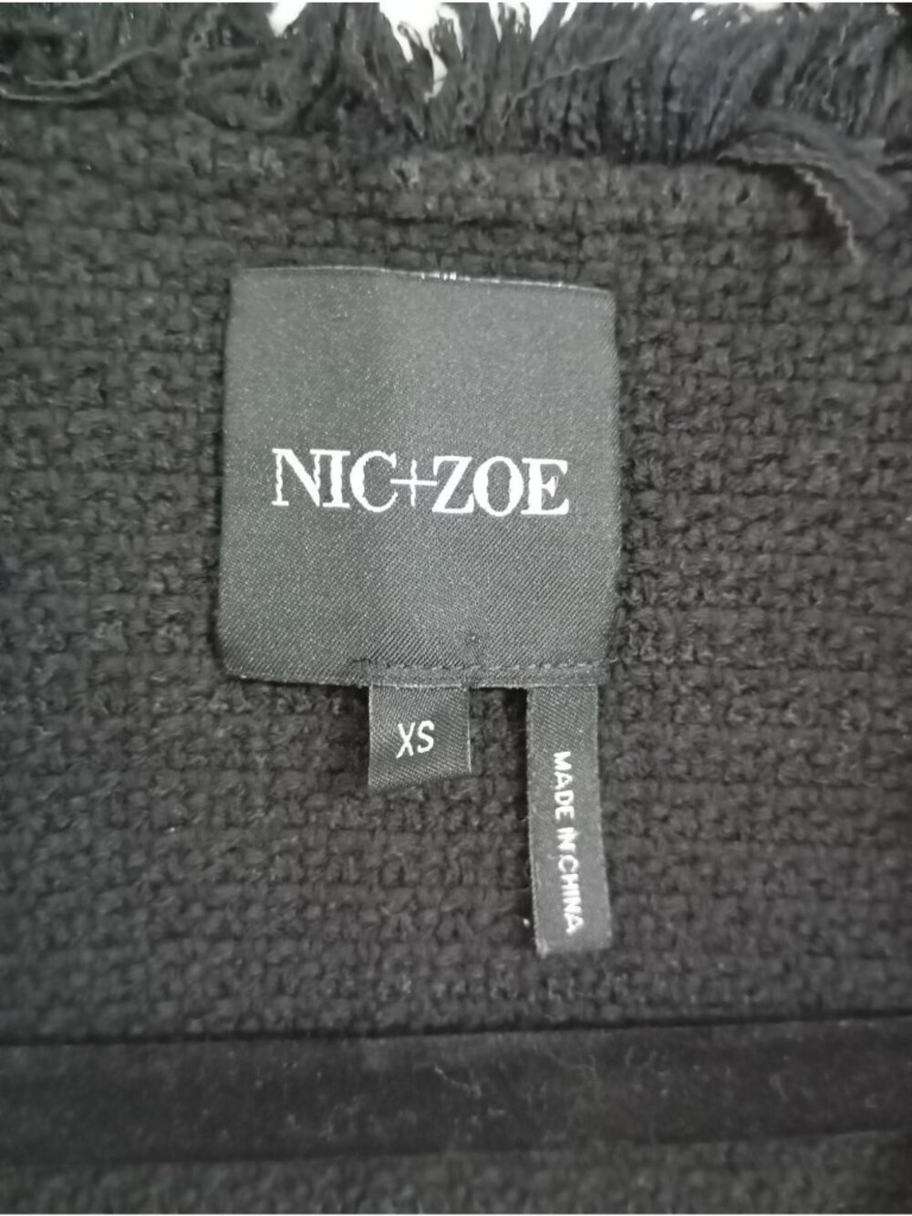 Nic+Zoe Black Fringed Open Front Jacket XS Womens Casual Textured Blazer - Picture 3 of 12